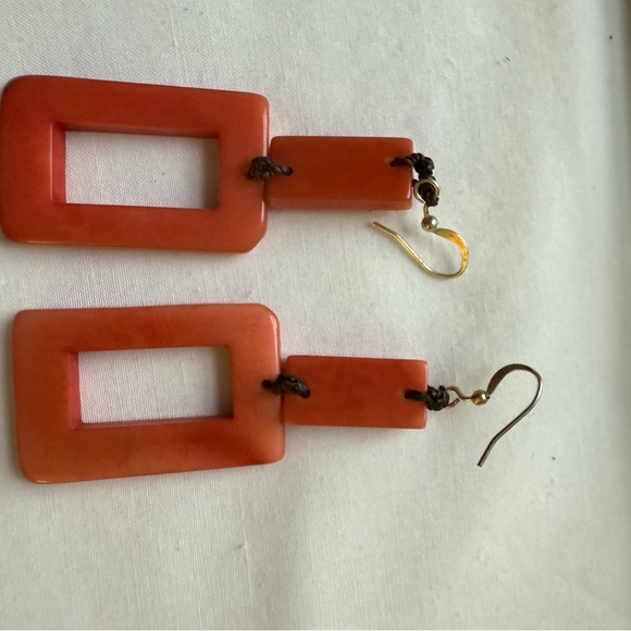 Tagua Nut Coral Earrings - Picture 5 of 5